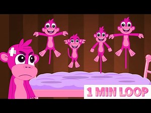[1 MIN LOOP] Five Little Monkeys Jump 🐵 Fun 3D Animated English Rhyme for Babies | @MonkeyRhymesHub