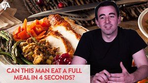 Can this man eat a full meal in only 4 seconds???? | Above Average