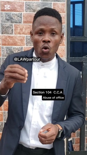 Section 104 of the Criminal Code Act in Nigeria. Abuse of office Any person who, being employed in the public service, does or directs to be done in abuse of the authority of his office, any arbitrary act prejudicial to the rights of another, is guilty of a misdemeanour and is liable to imprisonment for two years. #fblifestyle #Daddyjusticia | LAW Parlour