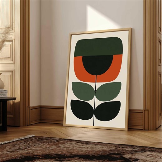 Mid Century Flower Print, Retro Floral Poster, Big Abstract Botanical Print A1/A2/A3 - Etsy