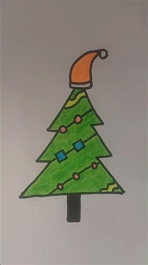 How to draw Christmas tree easy| Step by step tutorial for drawing christmas tree| art for beginners