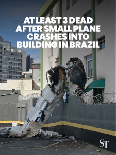 3 people were killed after a small airplane with 5 occupants ​crashed into a building on May 4 ‌in Belo Horizonte, Brazil. The ​airplane's pilot and co-pilot were killed ​by the crash, while 3 passengers ​were rescued in serious condition and taken to ​the hospital where one of them died hours later. The aircraft had taken off from Pampulha Airport, and had remained airborne for only a few minutes before crashing. #Brazil #Planecrash #Airplanecrash #StraitsTimes