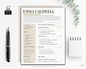 HR Manager Resume Template | Modern Professional Resume | Editable in Canva | ATS Friendly | Human Resources Resume | Cover Letter Included - Etsy