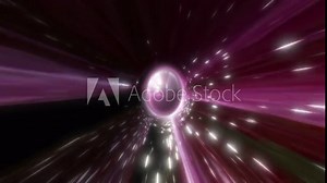Interstellar Wormhole Warp Tunnel with Sphere MIddle and Stars Passing Fast