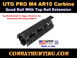UTG PRO AR15 Carbine Length Drop-in Quad Rail with Extension Black