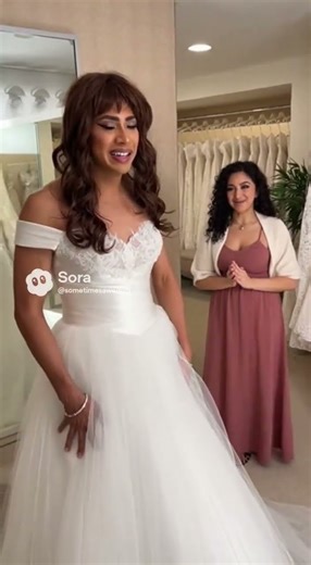 crossdresser and his wife trying on wedding dress #crossdresser #crossdress #fashion #makeup #nails