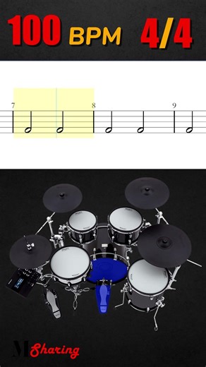 Half Note On The Kick Drum Exercise - 4 (100 BPM - 4/4 )