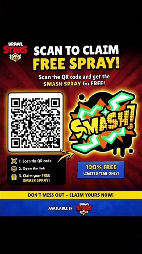 🔥 FREE ANIME SMASH SPRAY in Brawl Stars 🔥 Scan my QR code #BrawlStars #StarrNova #GiftedBySupercell