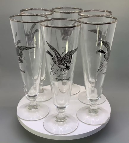 Vintage Canvasback Duck Pilsner Beer Glasses – Set of 6 Wildlife Barware With Silver Rim - Etsy