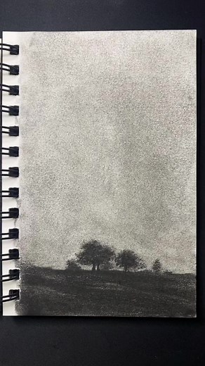 Charcoal Tree Drawing: Beautiful Landscape with Nature and Trees