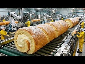 How Cream Rolls Are Made in Factory | Full Baking & Cream Filling Process