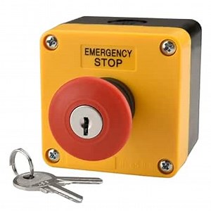 Red Sign Weatherproof Emergency Stop Switch Push Button Switch 660V 10A with Box & Key (1NO1NC)