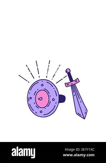 jumping motion animation of traditional tattoo style shield and sword Stock Video Footage - Alamy