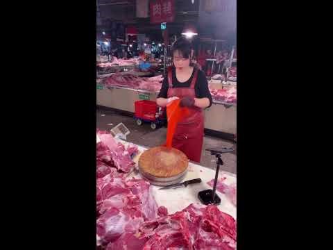 Livestream | Meat Stall Action in China | Real-Time Pork Cutting & Market Vibes