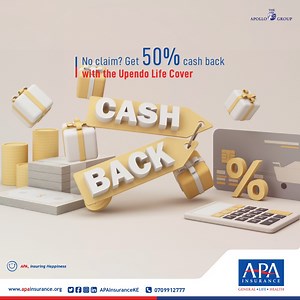 No Claim? Get 50% cash back. Our unique cash back feature celebrates your commitment to safeguarding your loved ones. Get cash back after every 12-month period where the policy is in force and provided that no claim has been made. Dial *507# /download the Happiness app or visit our website for more information and get your cover today. #InsuringHappiness #APAUpendoLife | APA Insurance KE