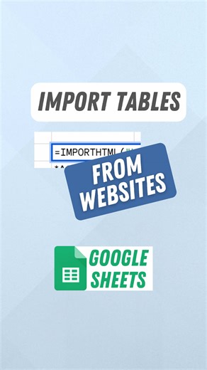 Import Tables from Website to Google Sheets #GoogleSheets #ImportHTML #SpreadsheetTips #DataAutomation #tiktoklearning