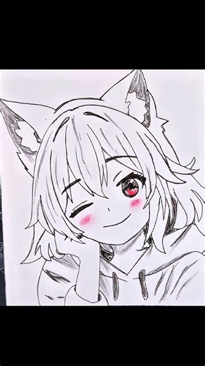 Drawing anime with cat ears - Step by step tutorial #drawing #anime #tutorial