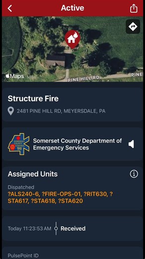 House fire Pine Hill Road Meyersdale 1/25/2026 11:23am Cambria Scanner Alert | Cambria Scanner Alert
