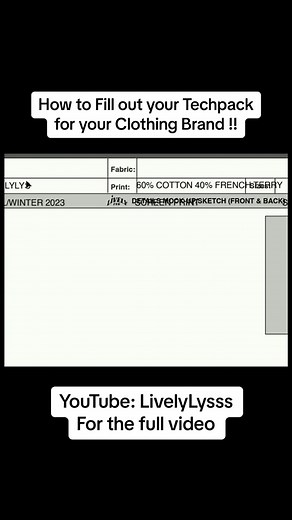 How to Fill out your Techpack for your Clothing Brand !!
