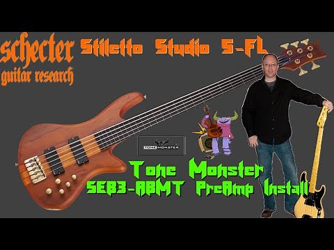 Tone Monster SEB3-ABMT Preamp Installation - Schecter Stiletto Studio 5FL Bass Guitar