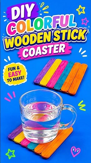 DIY Colorful Popsicle Stick Coaster | Easy Kids Craft #Kids #Crafts #DIY #Fun