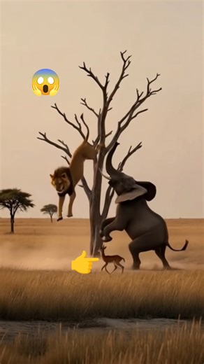 Elephant saves deer from lion | Real jungle fight | Unbelievable animal moment #animalattack