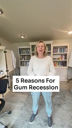 The MOST important part of gum recession is to find the root cause. If you opt for a gum graft without finding the root cause, then your gums could continue to recede. Here are 5 reasons that could be the cause of your gum recession! #gumrecession #gums #healthygums #gumhealth #dentalhealth #oralhealth | Living Well with Dr. Michelle Jorgensen