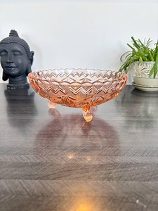 Vintage Pink Pressed Glass Footed Bowl Starburst Pattern Elegant Decorative Candy Dish or Centerpiece With Three Feet - Etsy