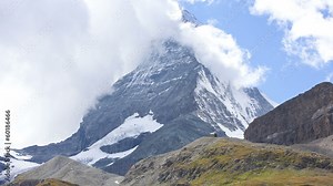Time lapse cloud formations East face Matterhorn, Zermatt