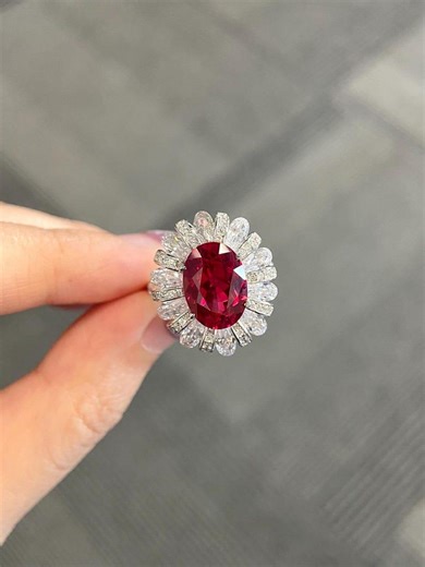 Large Oval Lab Created Ruby Ring 12x9mm, Royal Diamond Halo Statement Ring, Bridal Anniversary Gift for Her - Etsy