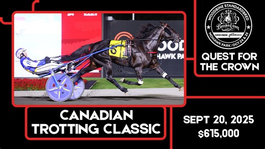 Quest For The 2025 Breeders Crown: Canadian Trotting Classic for sophomore trotters won by Emoticon Legacy from Woodbine Mohawk Park in Milton, ON The 2025 Breeders Crown will take place Friday & Saturday, October 24-25, 2025, live from Woodbine Mohawk Park in Milton, ON. Visit breederscrown.com for more info on tickets, horses, stats, replays, events, and much more! | Breeders Crown