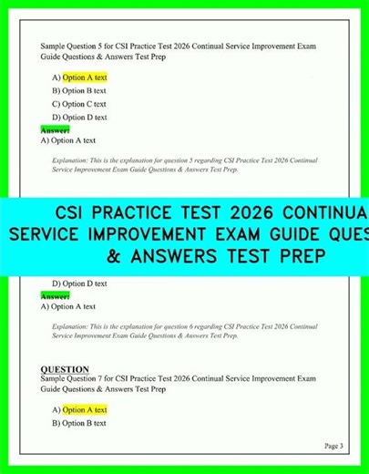 CSI Practice Test 2026 Continual Service Improvement Exam Guide Questions & Answers Test Prep2026