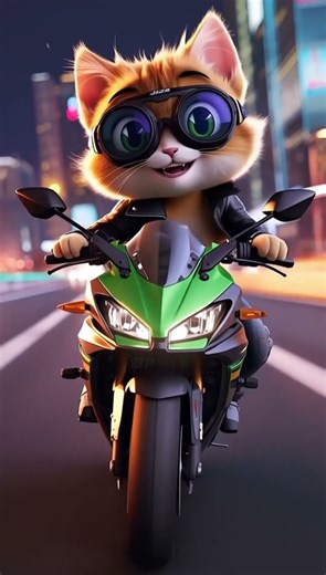 Cute Cat Rides Kawasaki Ninja H2R 🐱🏍️💨