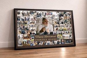 Personalized Corporate Gift Retirement Photo Collage - Printed Framed Canvas / Custom Boss Sentimental Gift / Custom Gift Picture Collage - Etsy