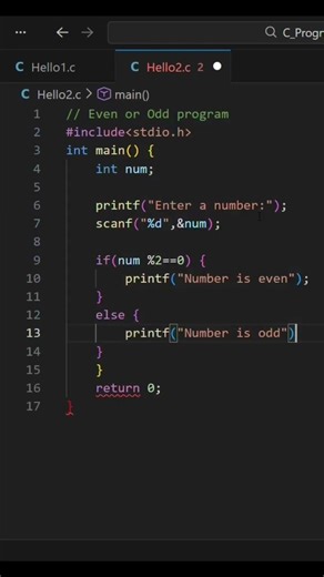 Odd or Even number program in C language #coding