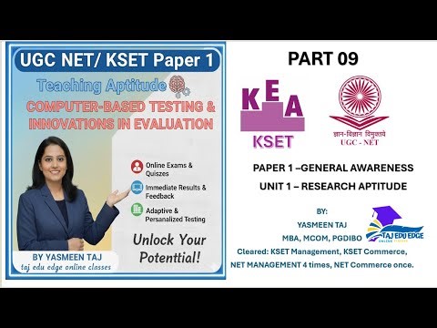 V9: COMPUTER-BASED TESTING & INNOVATIONS IN EVALUATION-Paper 1 -Teaching Aptitude- UGC NET/KSET