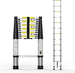Telescoping Extension Ladder 12.5FT, Aluminum Telescopic Ladders with Carry Bag for Outdoor Indoor Use
