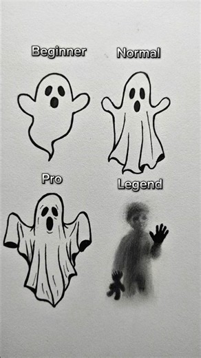 draw Ghost in different lvl #drawing #tutorial #trending #shorts