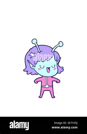 jumping motion animation of happy alien girl cartoon Stock Video Footage - Alamy