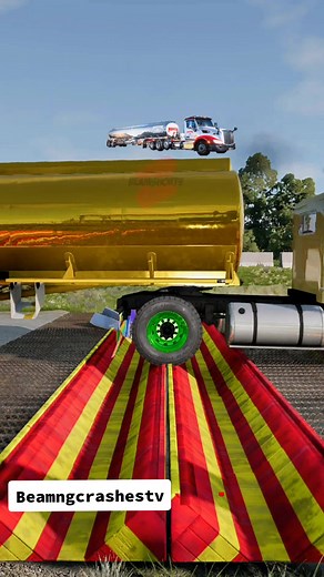 Tanker Truck vs Upside Down Speed Bump - BeamNG Drive Crashes