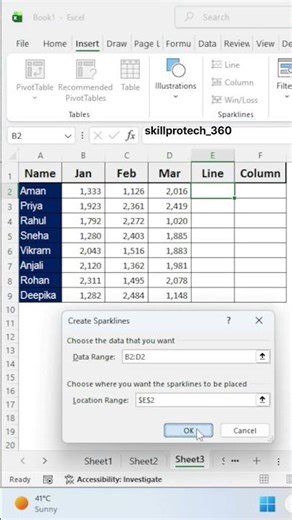 Mini Graph (Sparkline) vs Full Chart 📊 | Complete Guide📉📈#excelformula #shortvideo
