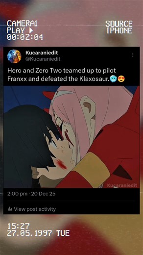 Hero and Zero Two teamed up to pilot Franxx and defeated the Klaxosaur.🥶😍 #edit #franxx #short