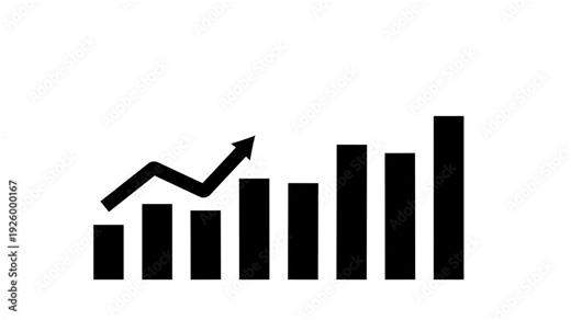 Solid black bar graph with increasing height on a white background chart data