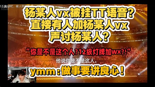 【杨某人】杨某人wx被挂TT语音?直接有人加杨某人wx声讨杨某人:“你是不是这个人?12级灯牌加wx?!”