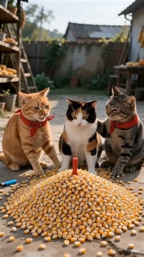 Crazy Cat Eats All the Popcorn! 😂🍿 #shorts