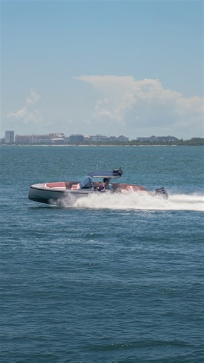 The VQ40 roars to life with triple Mercury Verado V10 400 HP outboard engines. A powerhouse, delivering unmatched performance and precision. #vanquish #vanquishyachts #vq40 #sakura | Vanquish Yachts