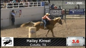 Hailey Kinsel and Jordon Briggs had a need for speed at the 2021 Guymon Pioneer Days, tying for the barrel racing title with 34.65 seconds on two head. Watch this year's action LIVE on CowboyChannel. | PRCA ProRodeo