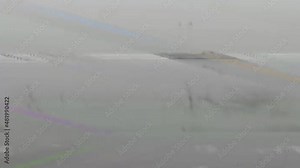 Flicker glitch. Noise texture overlay. Analog distortion. Transmission interference. Color fuzzy static defect on dark black and white crumpled filter for transition.