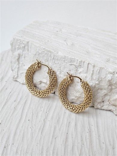 Handmade Gold Beaded Hoop Earrings | Minimalist 18k Gold Plated Jewelry | Boho Chic Statement| Aesthetic Boho Huggie Hoops | Gift for Mom - Etsy
