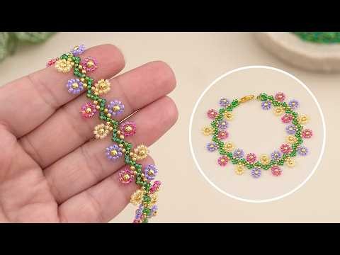 DIY Beaded Daisy Bracelet Tutorial | Colorful Seed Bead Flower Bracelet Tutorial! Girls Bracelet!